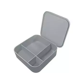 Пищевой квадратный силиконовый ланч-бокс с четырьмя отделениями, герметичный свежий ланч-бокс с возможностью подогрева в микроволновой печи One Size