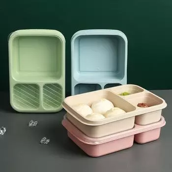 Пищевой ланч-бокс из рисовой шелухи, отделение для пшеничной соломы, ланч-боксы, коробка для бенто, креативная студенческая коробка с крышкой, квадратная коробка для фаст-фуда розовый
