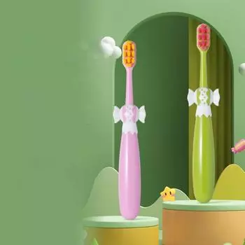 Пищевой мультфильм детский зубной ершик профилактика кариеса зубов детская зубная щетка для детей зелёный