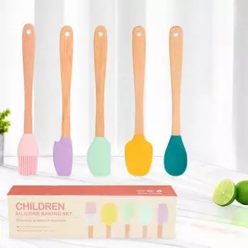 Пищевой силикон для приготовления масла, многоцветная мини-лопатка, крем для торта, масляная кисть, бамбуковая ручка, инструменты для выпечки, многоцелевые