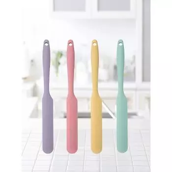 Пищевой силиконовый скребок для крема, бытовой универсальный длинный шпатель для торта, термостойкий кухонный инструмент для выпечки зелёный