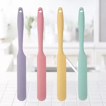 Пищевой силиконовый скребок для крема, бытовой универсальный длинный шпатель для торта, термостойкий кухонный инструмент для выпечки зелёный