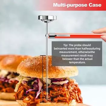 Пищевой термометр Atimomiao с циферблатом и зондом 5,5 дюйма, кухонный термометр из нержавеющей стали для индейки, барбекю, говядины, молока, чая, кофе, напитков