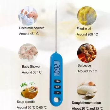 Пищевой термометр, чувствительный зонд, ЖК-дисплей, водонепроницаемый, высокая точность, мгновенное считывание, барбекю, мясо, молоко, электронный цифровой термометр, кухонные гаджеты синий