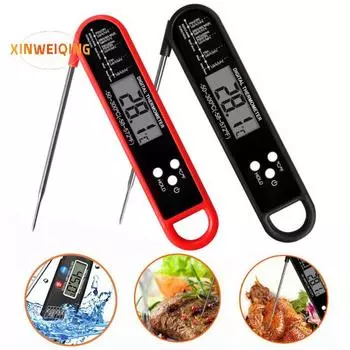 Пищевой термометр, легко читаемый цифровой термометр для мяса, термометр, водонепроницаемый складной кулинарный термометр для домашней кухни красный