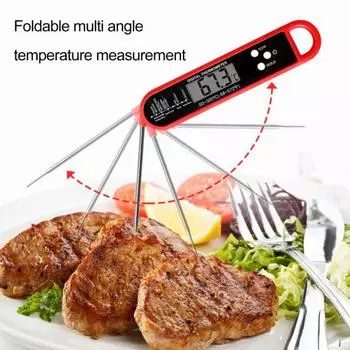 Пищевой термометр, легко читаемый цифровой термометр для мяса, водонепроницаемый складной термометр для приготовления пищи для домашней кухни чёрный