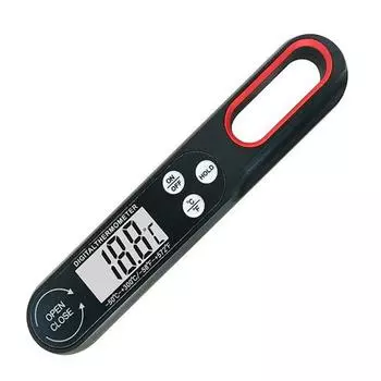 Пищевой термометр, складной длинный зонд, быстрый точный цифровой дисплей, термометр для мяса для кухни, барбекю, гриля чёрный