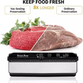 Пищевой вакуумный упаковщик автоматический - портативный компактный мощный всасывающий аппарат для консервирования сухих и влажных продуктов питания