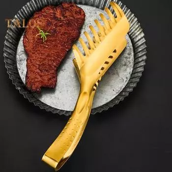 Пищевой зажим, антикоррозийный зажим, моющиеся, практичные, утолщенные щипцы для барбекю для ресторана западной кухни золотистый