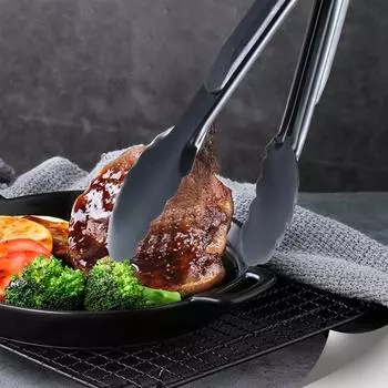Пищевой зажим, щипцы для приготовления пищи из нержавеющей стали с термостойкими металлическими наконечниками, кухонная утварь для гриля, салата-барбекю S