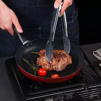 Пищевой зажим, щипцы для приготовления пищи из нержавеющей стали с термостойкими металлическими наконечниками, кухонная утварь для гриля, салата-барбекю S