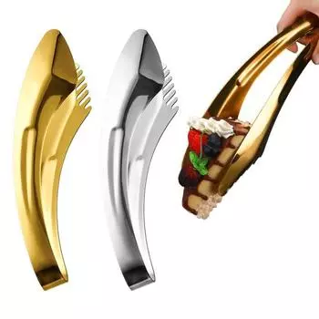 Пищевые щипцы из нержавеющей стали, сервировочные щипцы, нескользящая ручка, зажим для еды, термостойкие щипцы для приготовления пищи для домашней вечеринки серебряный