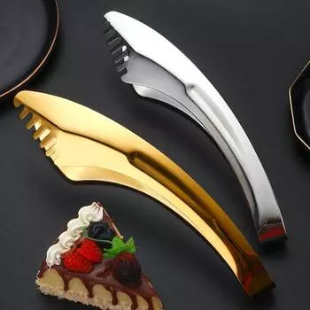 Пищевые щипцы из нержавеющей стали, сервировочные щипцы, нескользящая ручка, зажим для еды, термостойкие щипцы для приготовления пищи для домашней вечеринки серебряный