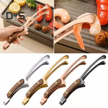 Пищевые щипцы с теплоизоляцией, противоожоговый зажим для мяса на гриле, легко чистящаяся шерстяная ручка, зажим для чая из нержавеющей стали, инструмент для барбекю серебряный