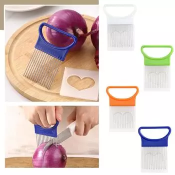 Пищевые слайсеры, держатель для чистки овощей, ломтерезки, кухонные гаджеты, держатель для кухонной утвари, резак - держатель для овощей из нержавеющей стали, ломтики томатов One Size зелёный