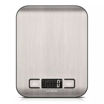 Пищевые весы, цифровые кухонные весы, граммы и унции для выпечки и приготовления пищи, 6 единиц с функцией тарирования, 11 фунтов (Аккумуляторы включены) 10kg-1g серебряный