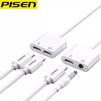 PISEN 3,5 мм адаптер «два в одном» Iphone12 Кабель-адаптер для гарнитуры Конвертер для мобильных телефонов Live Sound Card lightning & lightning