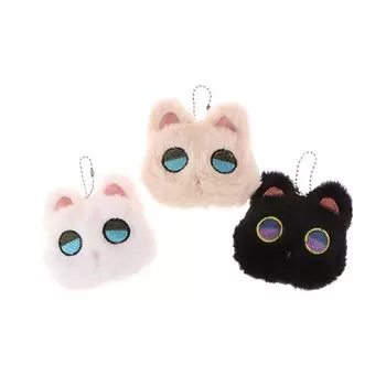 Писк, большой глазой кот, плюшевая игрушка, брелок, мультяшный котенок, мягкая кукла, кулон, брелок для ключей, рюкзак, сумка, декор, подарок для ребенка белый