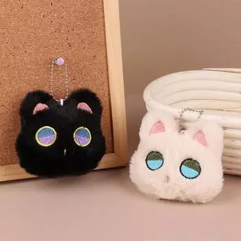 Писк, большой глазой кот, плюшевая игрушка, брелок, мультяшный котенок, мягкая кукла, кулон, брелок для ключей, рюкзак, сумка, декор, подарок для ребенка белый