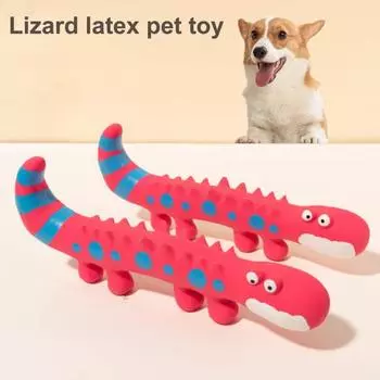 Писклявая игрушка для домашних животных, устойчивая к укусу, хорошая мультяшная ящерица, звуковой эффект, форма, жевательная игрушка для собак, товары для домашних животных зелёный