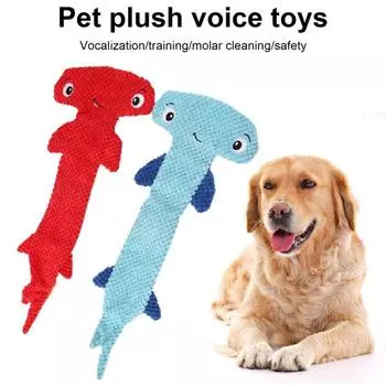Писклявая игрушка для собак, устойчивая к разрыву мягкая игрушка-молот в форме акулы, жевательная игрушка для домашних собак для дома синий