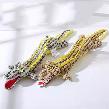 Писклявые плюшевые игрушки для собак, мятые плюшевые игрушки для собак-крокодилов без начинки, жевательная игрушка для собак, игрушки для щенков средних и больших собак, пищащие игрушки