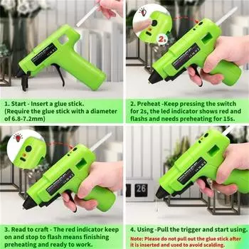 Пистолет для клея-расплава, беспроводная зарядка литиевого аккумулятора, многофункциональный портативный бытовой прибор ручной работы зелёный