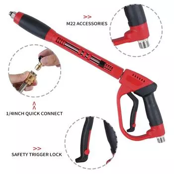 Пистолет для мойки под давлением 5000 фунтов на кв. дюйм Мощный моечный пистолет Длина 40 дюймов 14 дюймов Быстрое соединение с M22 2