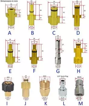 Пистолет для мойки высокого давления, байонетный соединитель, насадка для пены для снега, переходник насадки для пенопласта, переходник для мыльного пистолета