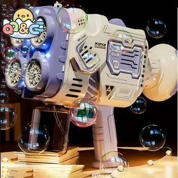 Пистолет для мыльных пузырей, ракета, машина для мыльных пузырей, электрическая космическая пусковая установка, подарки ко Дню защиты детей, продолжает выпускать пузыри со светодиодной подсветкой