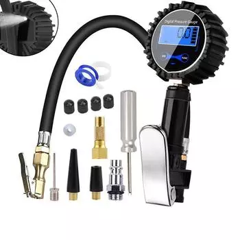 Пистолет для накачивания шин с манометром чёрный