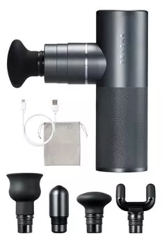 Пистолет ELECOM Refresh Gun с 4 уровнями регулировки мощности, тип воздушного колпачка Care Air, 4 типа насадок в комплекте, перезаряжаемая сумка для хранения в комплекте, цвет ECLEAR черный