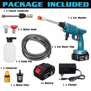 Пистолет-распылитель для мойки высокого давления 600 Вт, автомобильная стиральная машина, автомобильный очиститель с аккумулятором 1/2 для Makita 1 x Battery