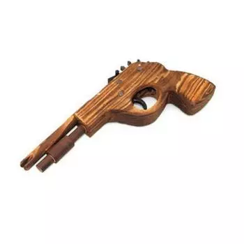 Пистолет Woodiness Hit с резиновой струной и эластичным номером, маленькая деревянная рукоятка с двойной трубкой, короткие пистолеты, ностальгия
