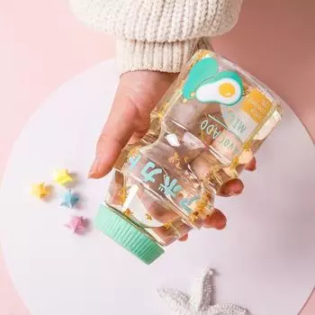 Питьевая Бутылка Симпатичные Портативные Пластиковые Молоко Мультяшный Шейкер Бутылка Дети жёлтый