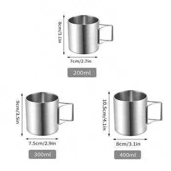 Питьевая кружка Leeseph, кружка для воды из нержавеющей стали со складными ручками для кемпинга и походов на открытом воздухе, чашки для любителей кофе