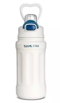 Питьевой носик Samlyru Водный вакуум с кружкой из нержавеющей стали с чистящей губкой [конструкция с двумя каналами], бутылка, одно касание, изолированная, соломинка, белый