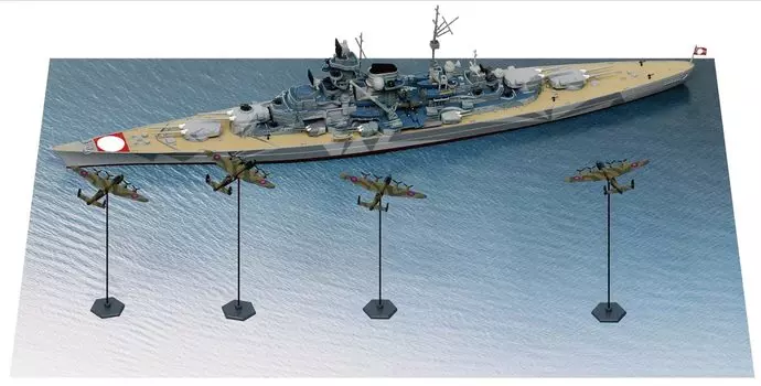 Pit Road SPS Series Немецкий военно-морской линкор «Тирпиц» против Королевских ВВС Декорации Бумажная основа x 185 мм 2 Пластиковые модели SPS22 1/700 (290 шт.)