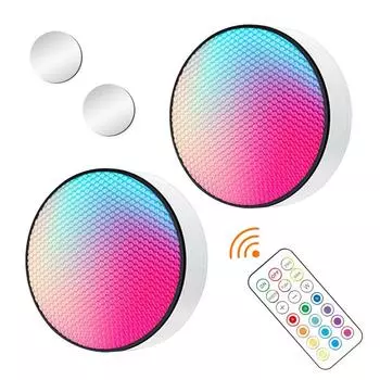 Питание от батареек, внутреннее освещение шкафа, светодиодная шайба, лампа 13 цветов, дистанционное управление, подсветка шкафа под настольной лампой с функцией таймера CHINA