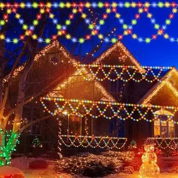 Питание от USB, наружные рождественские гирлянды, 138 светодиодов, 4 м/13 футов, декоративный свет, 8 режимов освещения для декора карнизов лестниц и крыльца