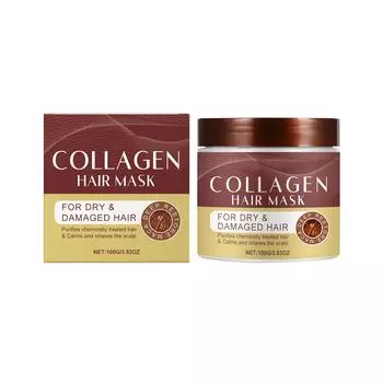 Питательная коллагеновая маска для волос Восстанавливает сухие волосы Активизирует волосы Улучшает пушистость Глубоко проникает в волосы и уменьшает секущиеся кончики. One Size коричневый