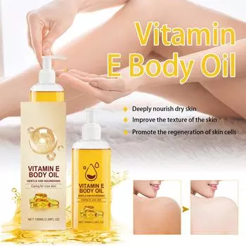 Питательное масло для тела E, увлажняющее средство для тела, масло для тела, глубокое увлажнение, длительное увлажнение, осветление тона кожи, нежный уход, 100 мл One Size