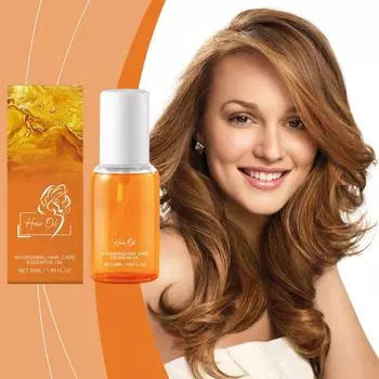 Питательное масло для волос успокаивает вьющиеся волосы, делает их гладкими и блестящими, восстанавливает уровень влаги и имеет свежий аромат. 50 мл оранжевый