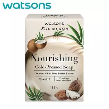 Питательное мыло холодного отжима Watsons Love My Skin, экстракт кокосового масла и масла ши, витамин Е, без агрессивных ингредиентов, 135 г. х 1/3 шт. 135 g.