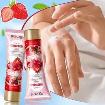 Питательный крем для рук с клубничным тортом глубоко увлажняет и питает кожу. Предназначен для сухих, грубых, потрескавшихся рук. Подходит для всех типов кожи. 80g