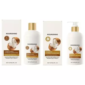 Питательный молочный шампунь и кондиционер, очищающий шампунь для кожи головы и распутывающий кондиционер, уменьшающий пушистость и секущиеся кончики237 мл+237 мл One Size белый