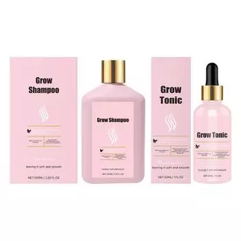 Питательный набор для ухода за волосами Шампунь + Сыворотка для роста волос Уменьшает выпадение волос и стимулирует рост волос Питательный уход за кожей головы 100 мл+30 мл One Size розовый