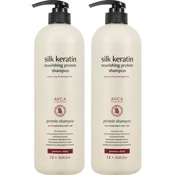 Питательный протеиновый шампунь Abka Silk Keratin, 1 л, 2 шт.