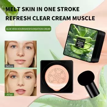 Питательный тональный крем с алоэ вера, водостойкий, контролирующий жирный блеск, стойкий макияж, воздушная формула с глицерином, натуральный эффект BB-крема 01#Natural Color