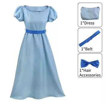 Питер Пэн Венди Принцесса Платье в пол Костюм Косплей Наряд Полиэстер S